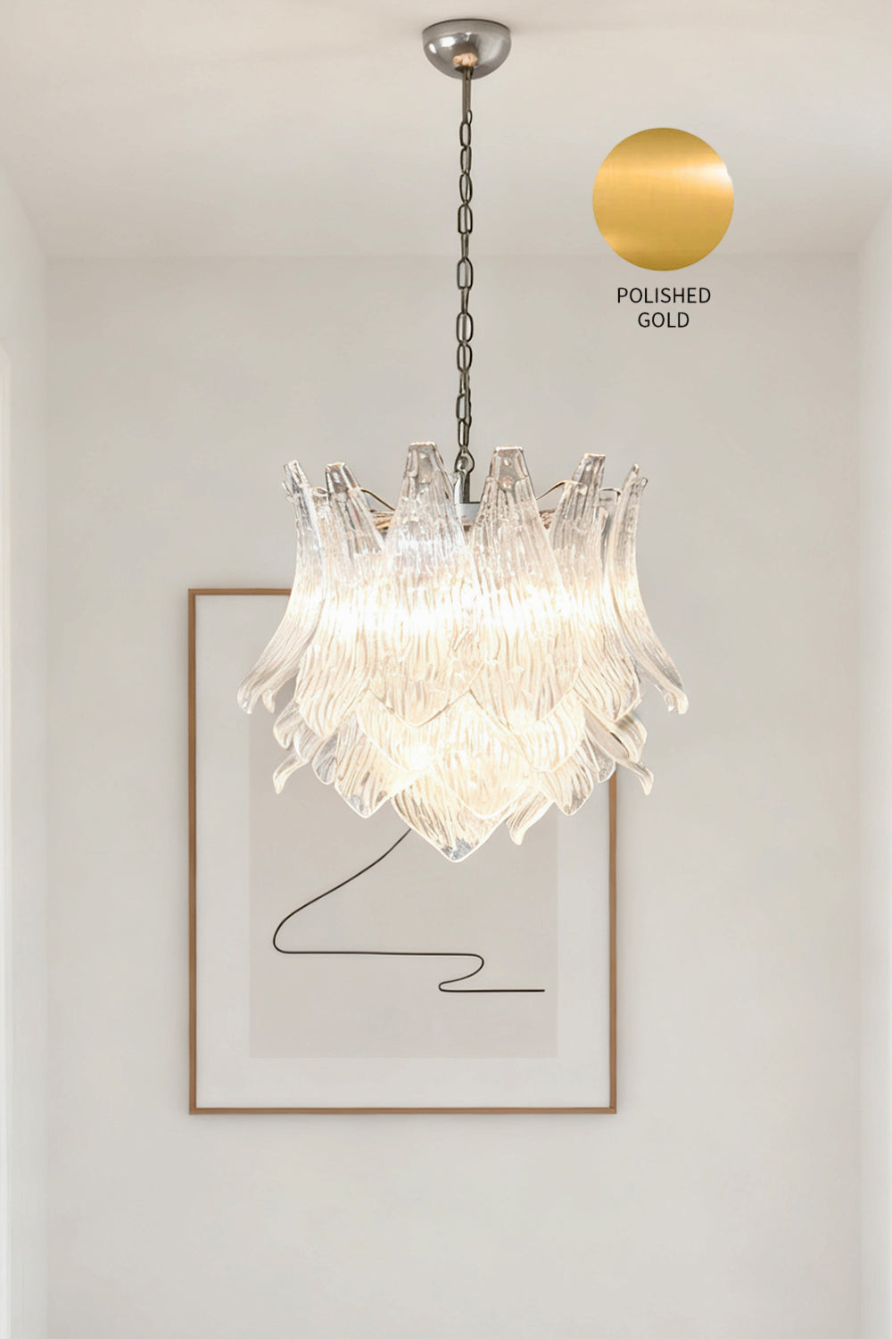 Art Ripple Leaf Glass Chandelier - view 18 | everlamps