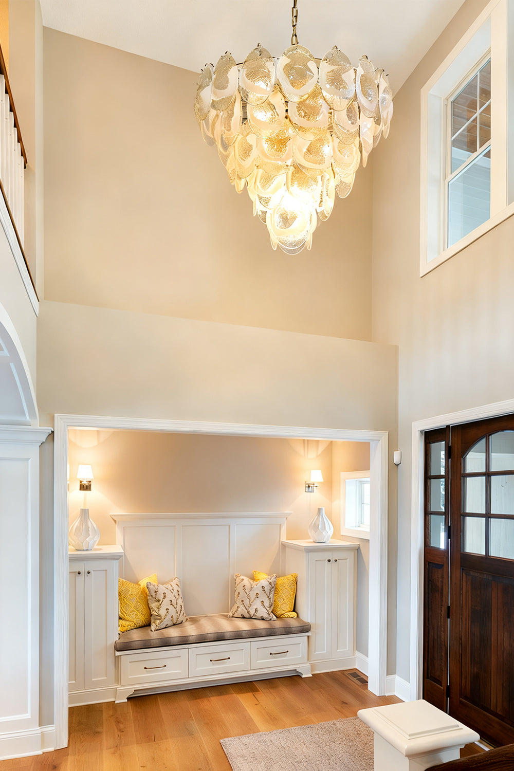 Art White and Clear Oval Glass Chandelier - view 8 | everlamps