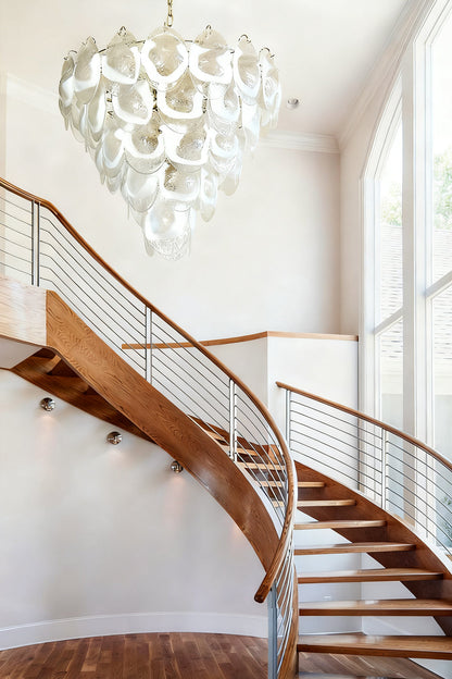 Art White and Clear Oval Glass Chandelier - view 7 | everlamps