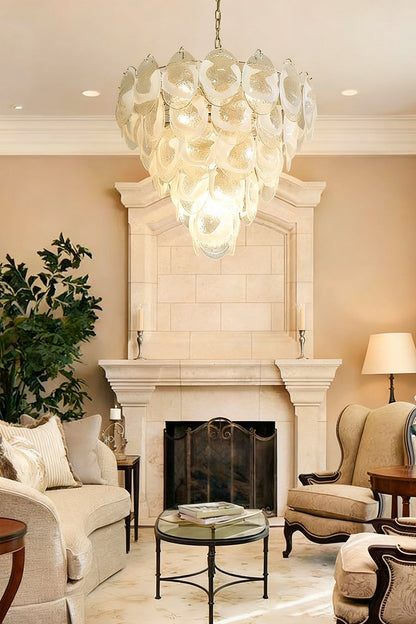Art White and Clear Oval Glass Chandelier - view 2 | everlamps