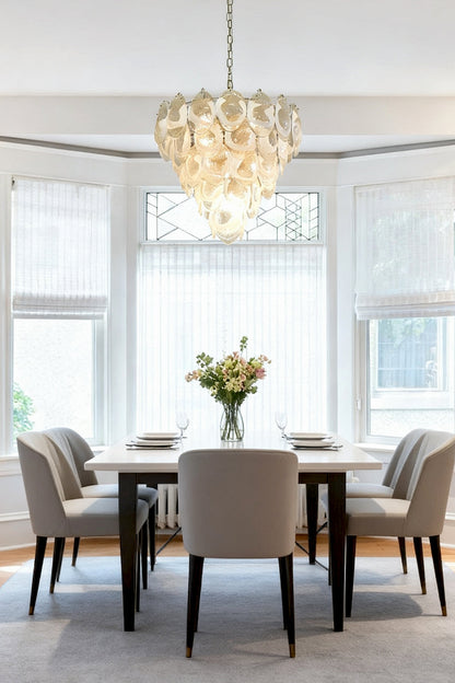 Art White and Clear Oval Glass Chandelier - view 3 | everlamps