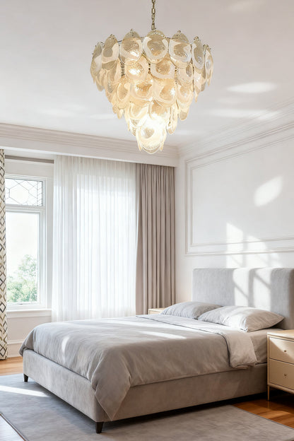Art White and Clear Oval Glass Chandelier - view 4 | everlamps