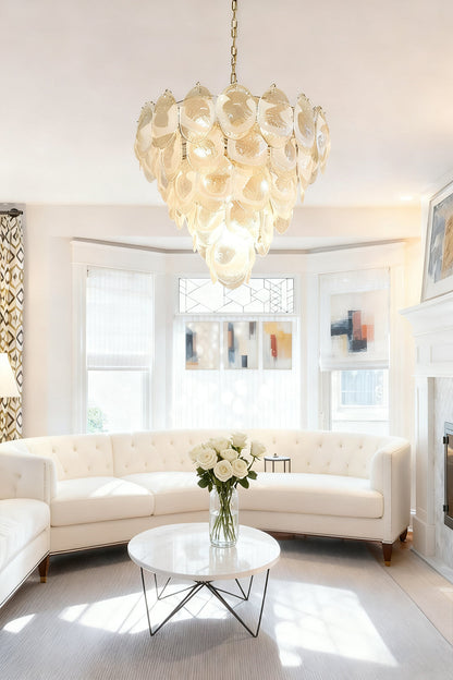Art White and Clear Oval Glass Chandelier - view 5 | everlamps