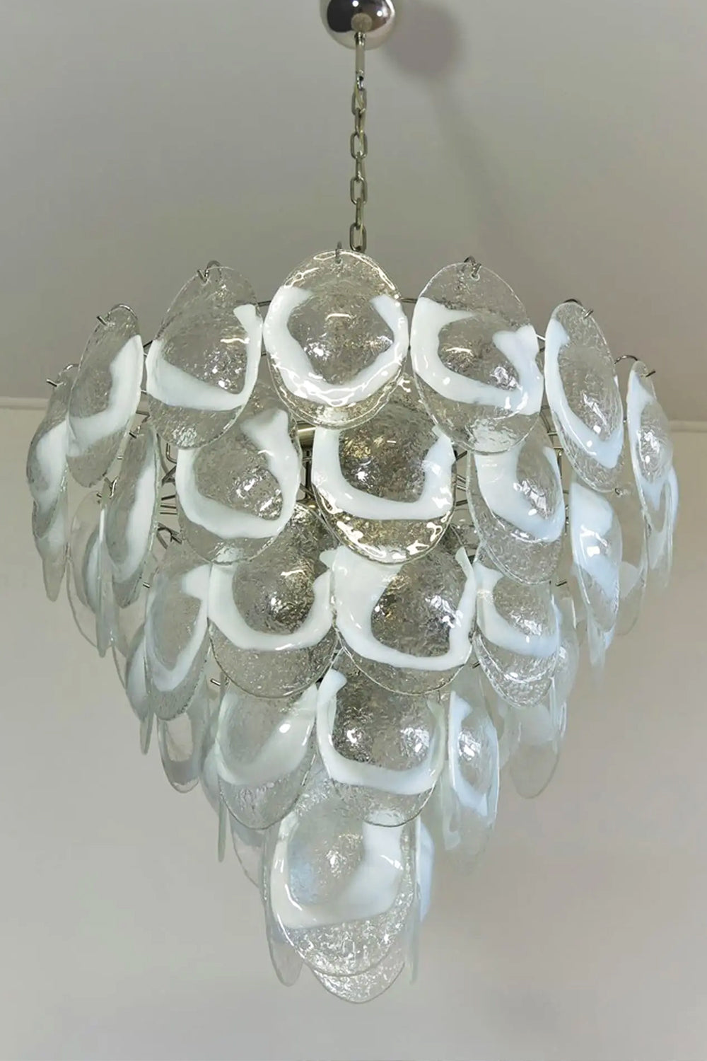 Art White and Clear Oval Glass Chandelier - view 13 | everlamps