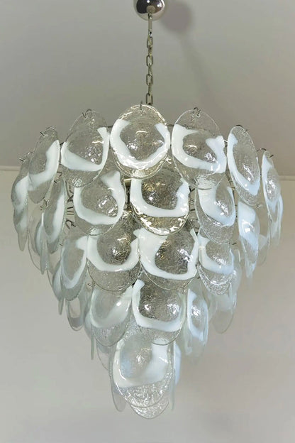 Art White and Clear Oval Glass Chandelier - view 13 | everlamps