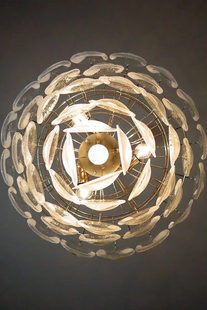 Art White and Clear Oval Glass Chandelier - view 15 | everlamps