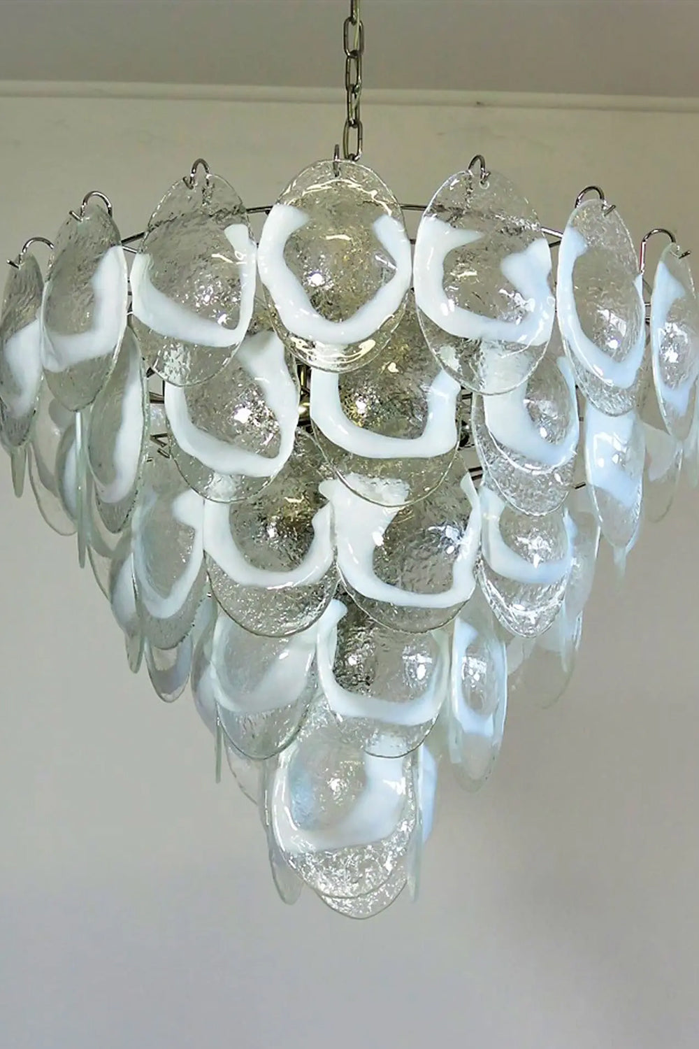 Art White and Clear Oval Glass Chandelier - view 11 | everlamps