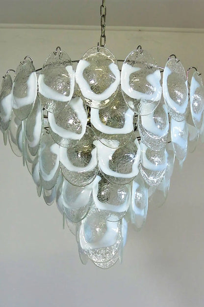 Art White and Clear Oval Glass Chandelier - view 11 | everlamps
