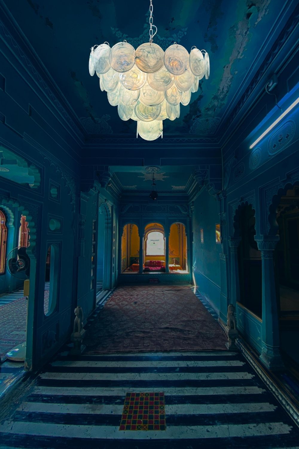Blue Glass High Quality Art Iridescent Chandelier - view 17 | everlamps