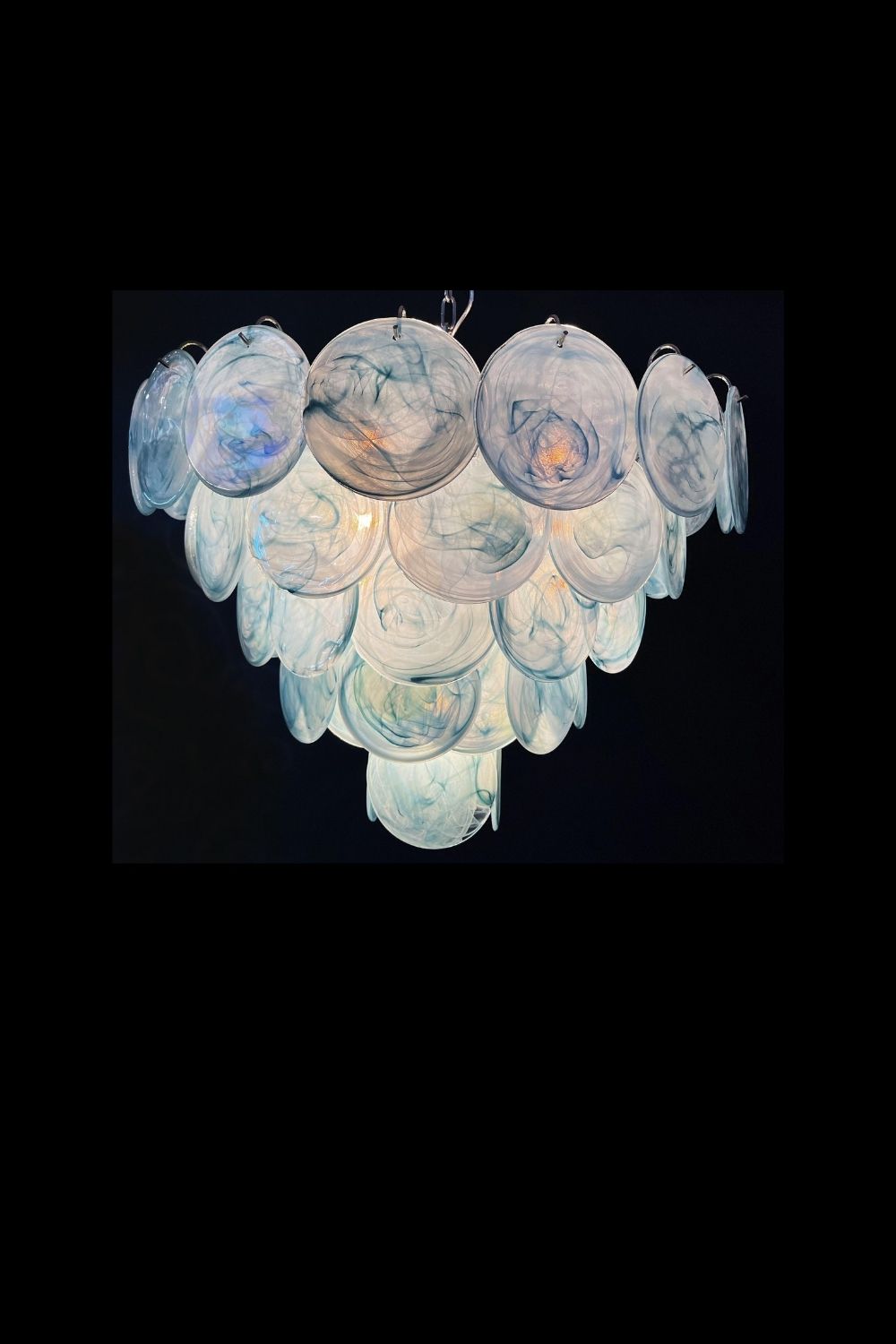Blue Glass High Quality Art Iridescent Chandelier - view 19 | everlamps