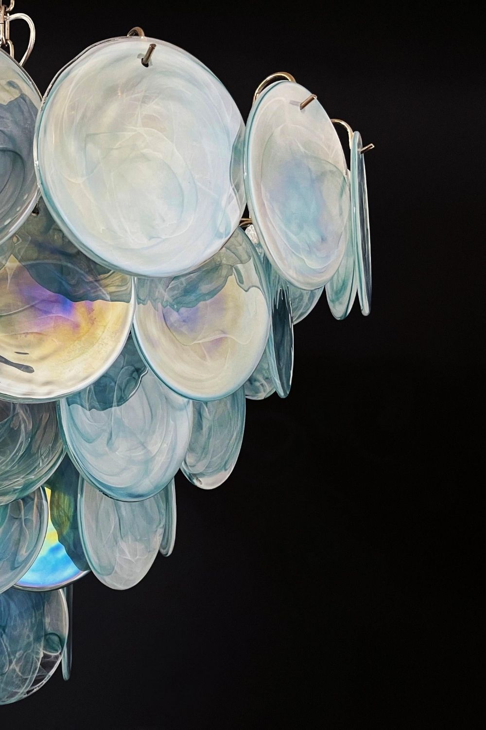 Blue Glass High Quality Art Iridescent Chandelier - view 20 | everlamps