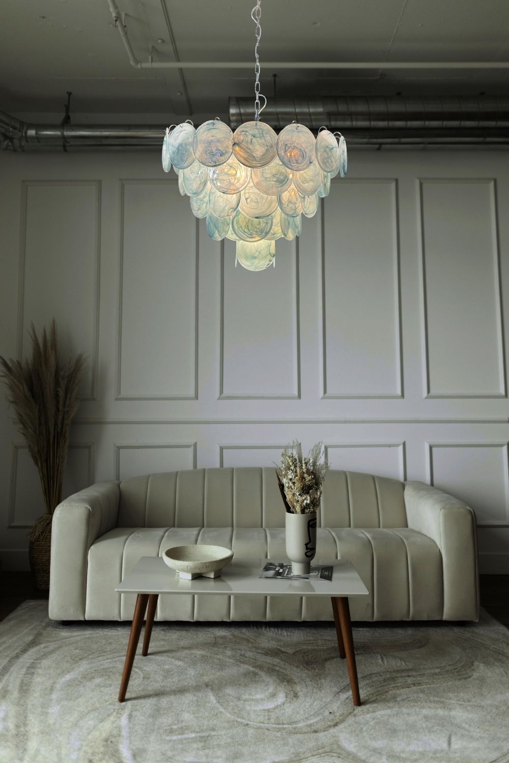 Blue Glass High Quality Art Iridescent Chandelier - view 14 | everlamps