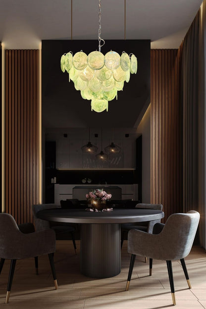 Green Glass High Quality Art Iridescent Chandelier - view 12 | everlamps