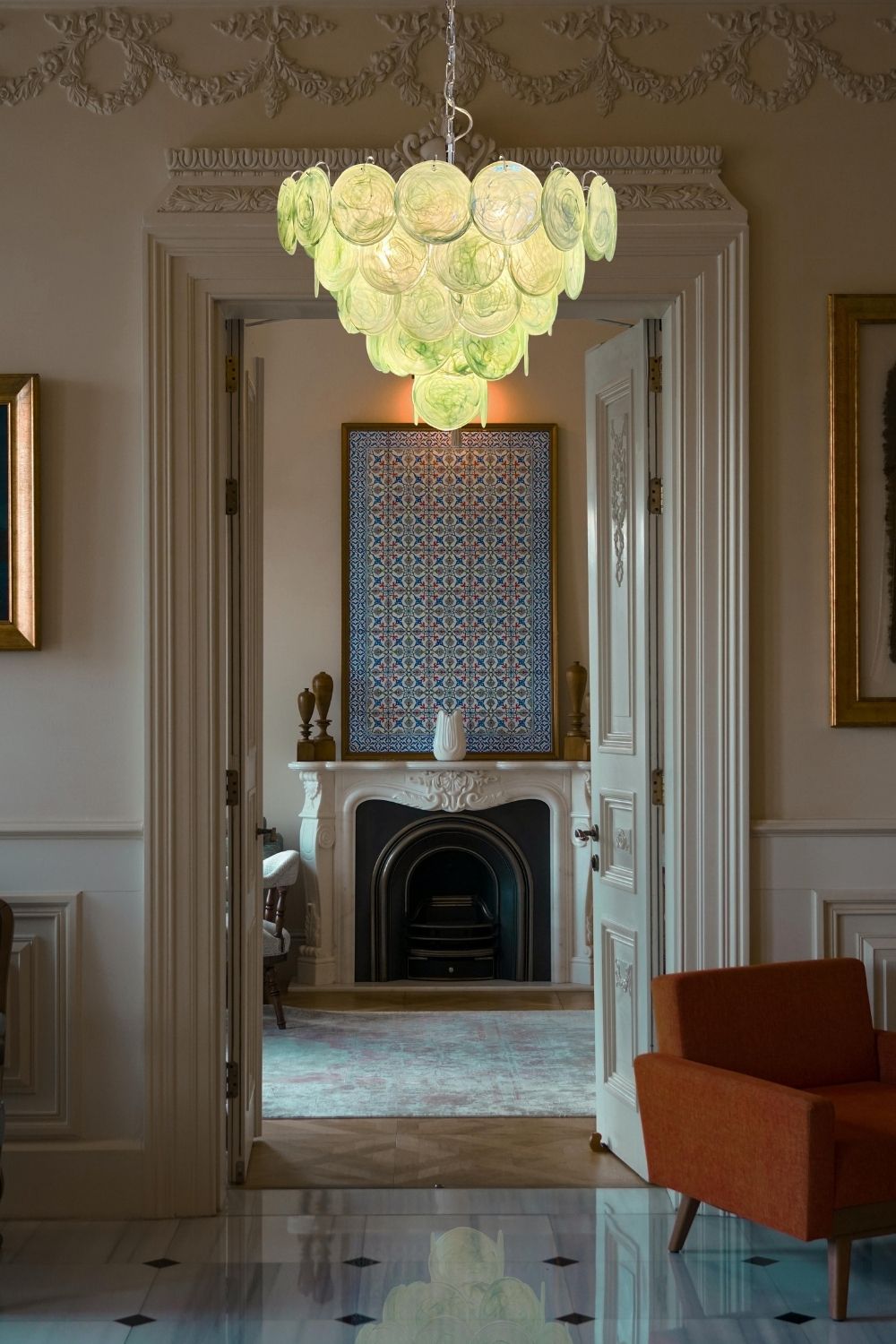 Green Glass High Quality Art Iridescent Chandelier - view 13 | everlamps