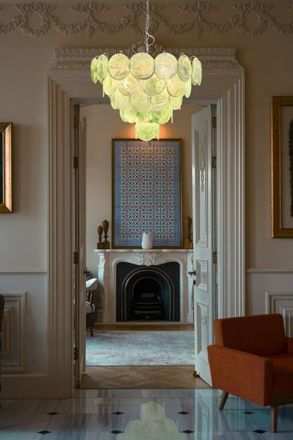 Green Glass High Quality Art Iridescent Chandelier - view 13 | everlamps