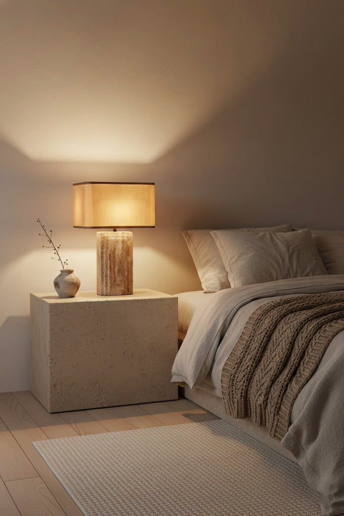 Natural Travertine Table Lamp - view 2 | everlamps