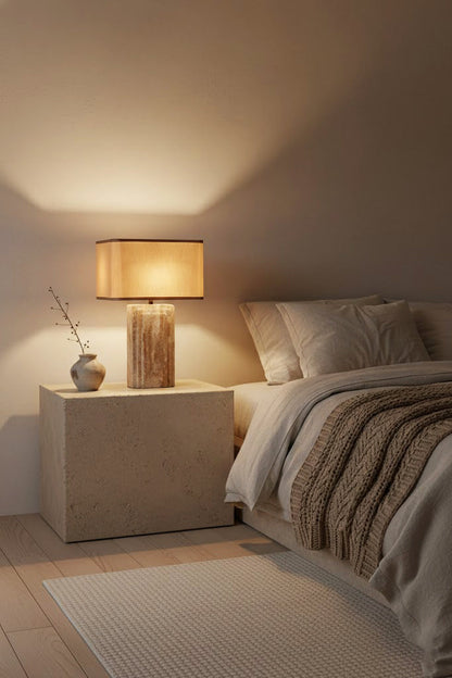Natural Travertine Table Lamp - view 2 | everlamps