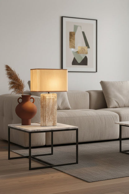 Natural Travertine Table Lamp - view 3 | everlamps