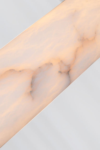 Nerissa Alabaster Ring Leather Pendant Light | Natural Alabaster, Leather and Brass | Macro close-up highlighting translucent alabaster stone veining | vexa lamps