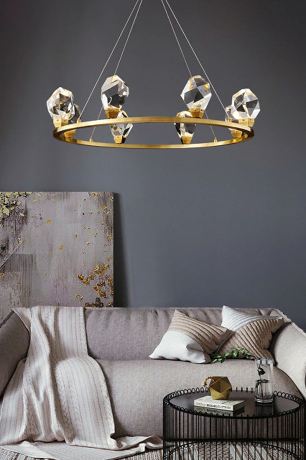 Brass Nicole Crystal Crown De Chandelier - view 3 | everlamps