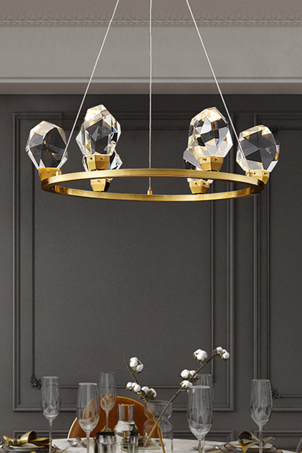 Brass Nicole Crystal Crown De Chandelier - view 4 | everlamps