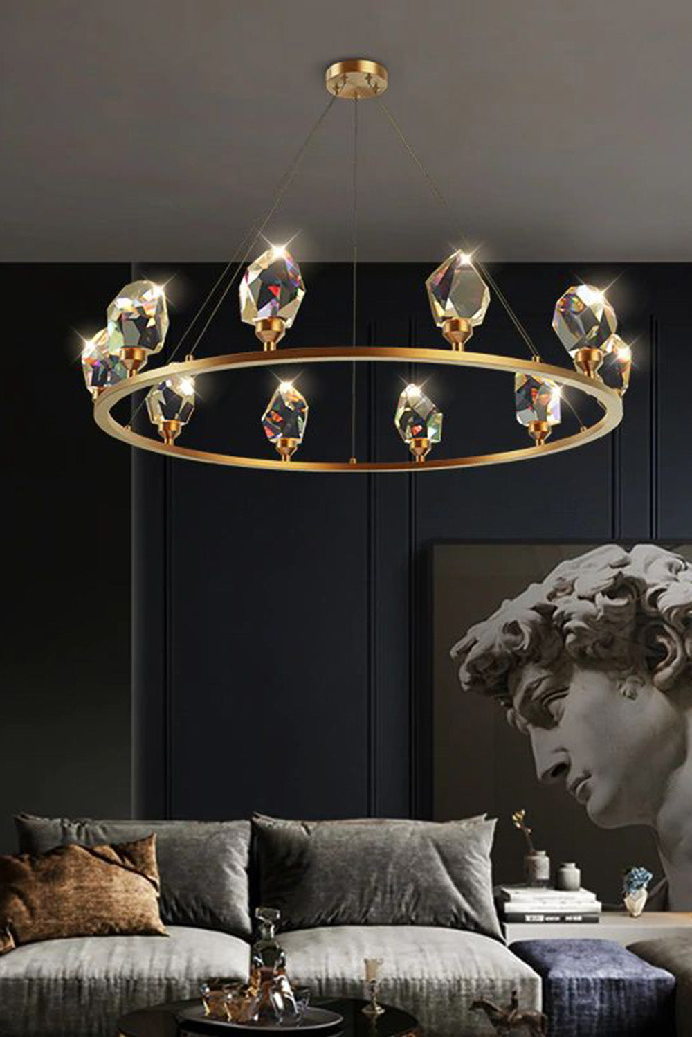 Brass Nicole Crystal Crown De Chandelier - view 5 | everlamps