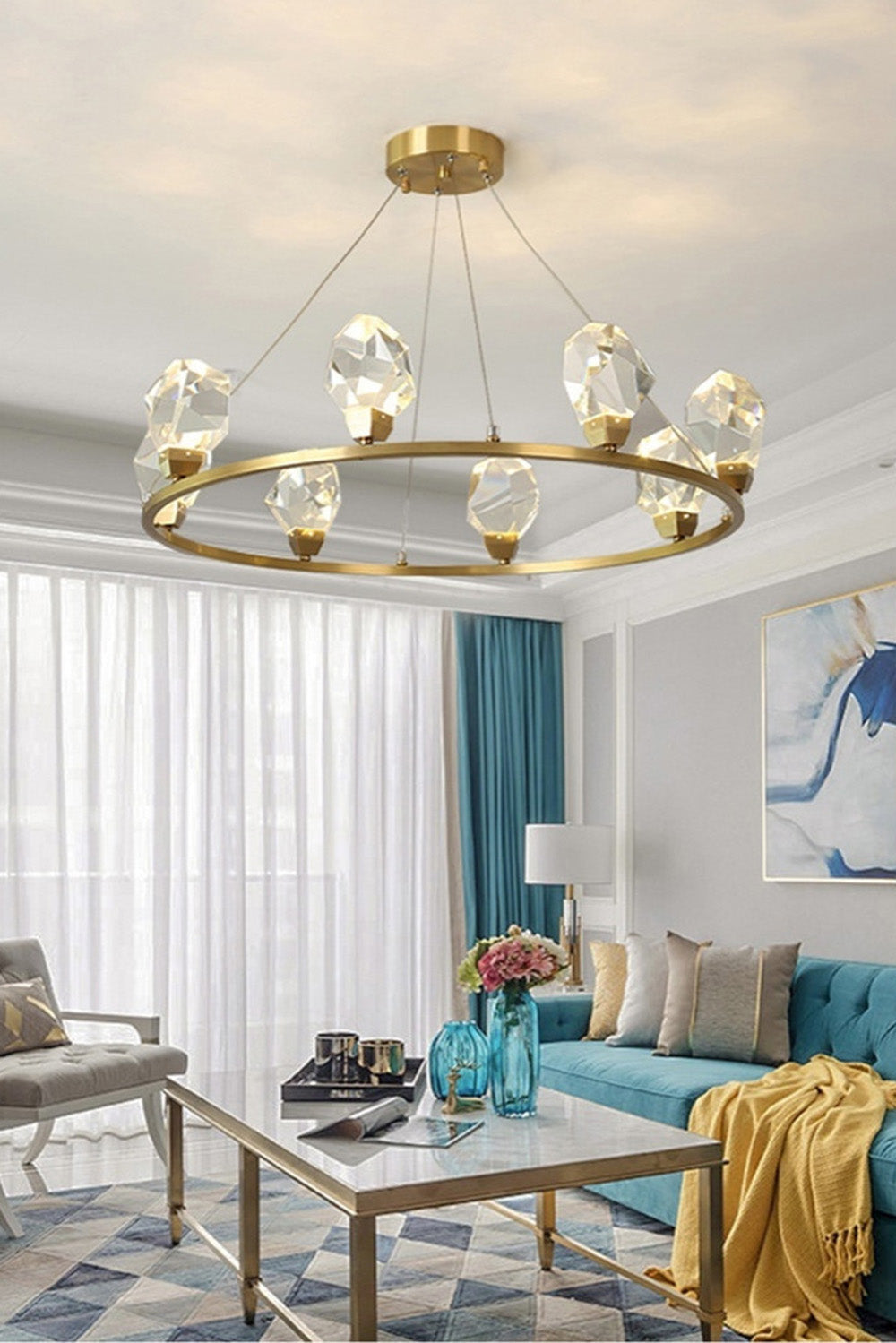 Brass Nicole Crystal Crown De Chandelier - view 6 | everlamps