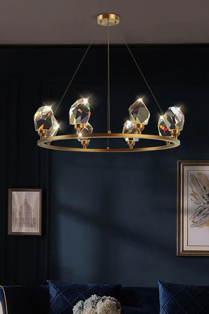Brass Nicole Crystal Crown De Chandelier - view 7 | everlamps
