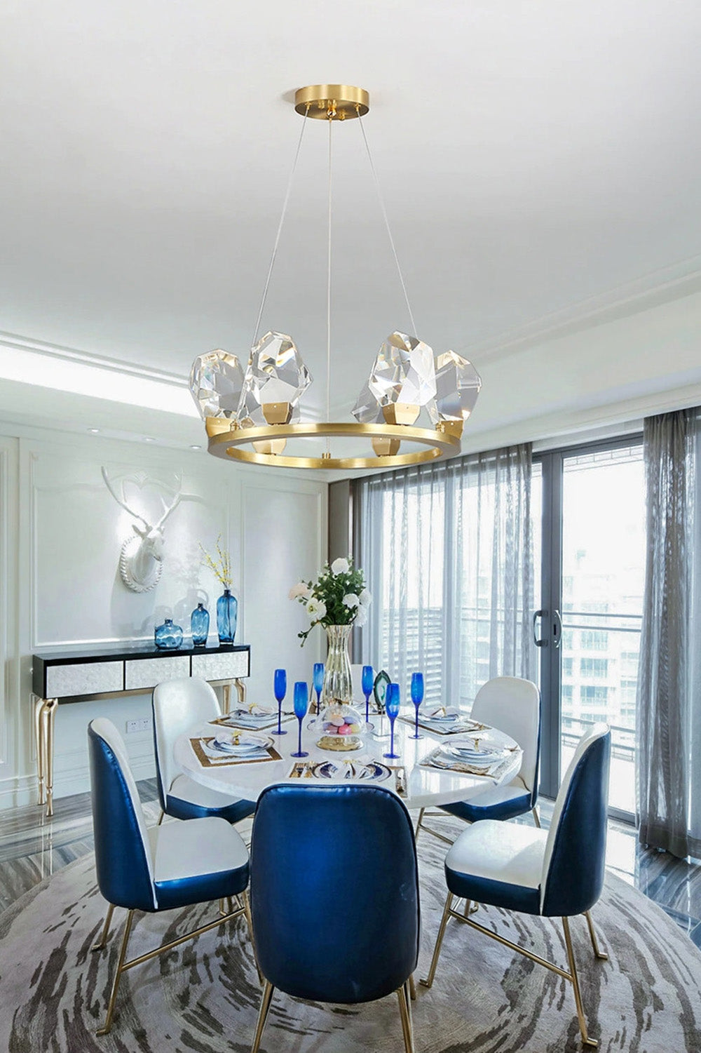 Brass Nicole Crystal Crown De Chandelier - view 8 | everlamps