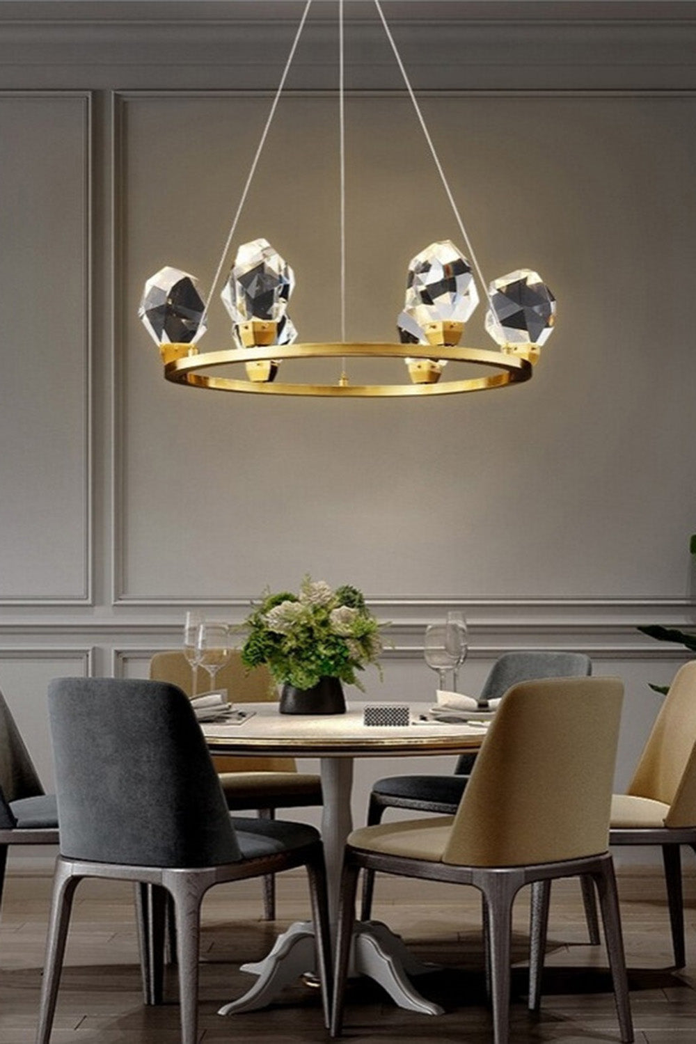 Brass Nicole Crystal Crown De Chandelier - view 9 | everlamps