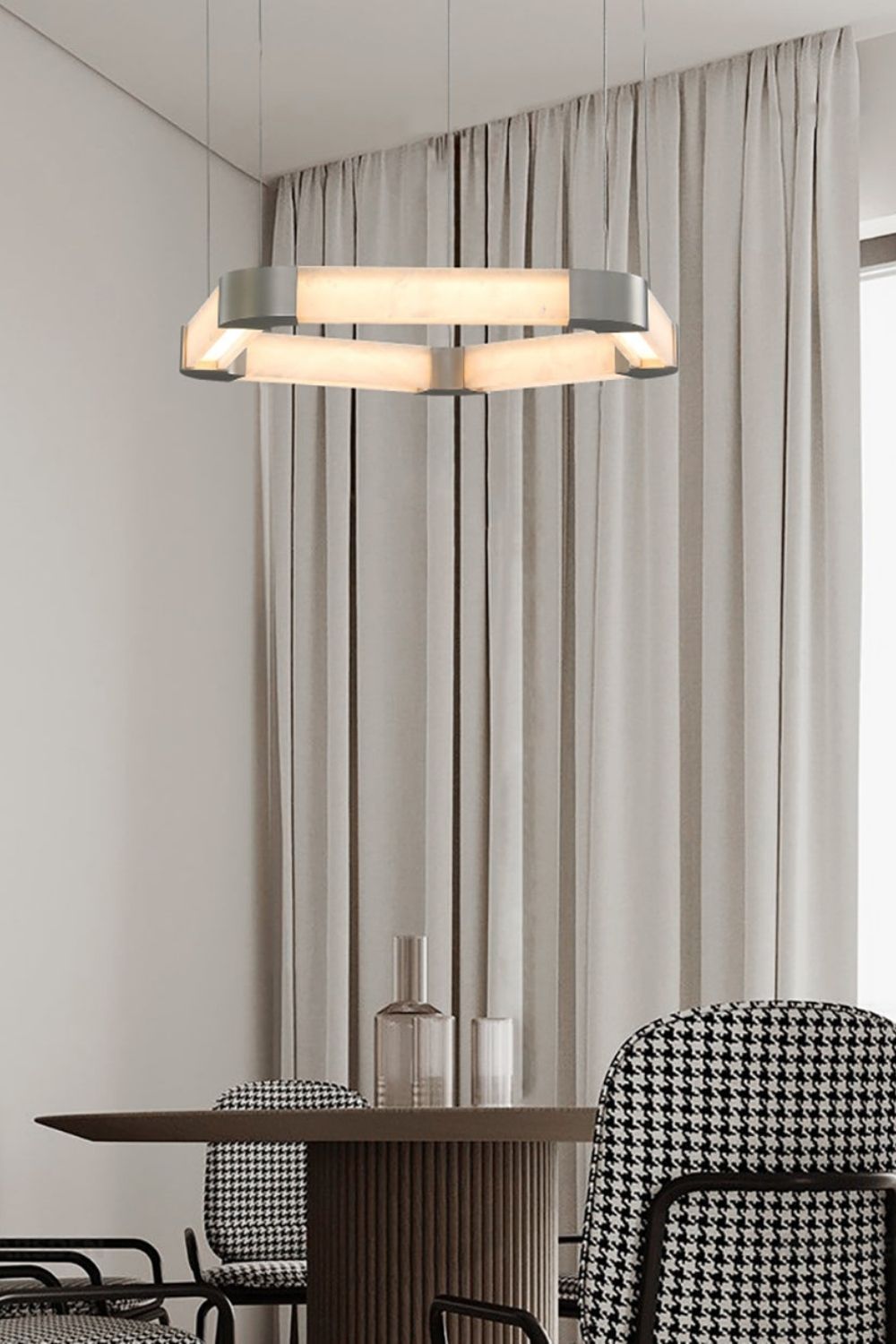 Ola Single Alabaster Ring Chandelier - view 4 | everlamps