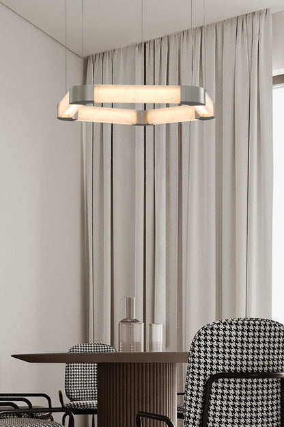 Ola Single Alabaster Ring Chandelier - view 4 | everlamps