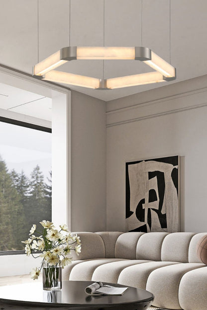 Ola Single Alabaster Ring Chandelier - view 2 | everlamps