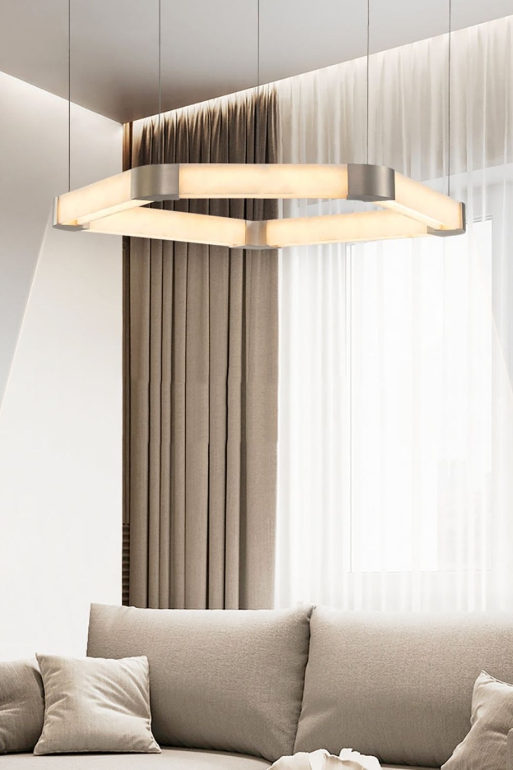 Ola Single Alabaster Ring Chandelier - view 9 | everlamps