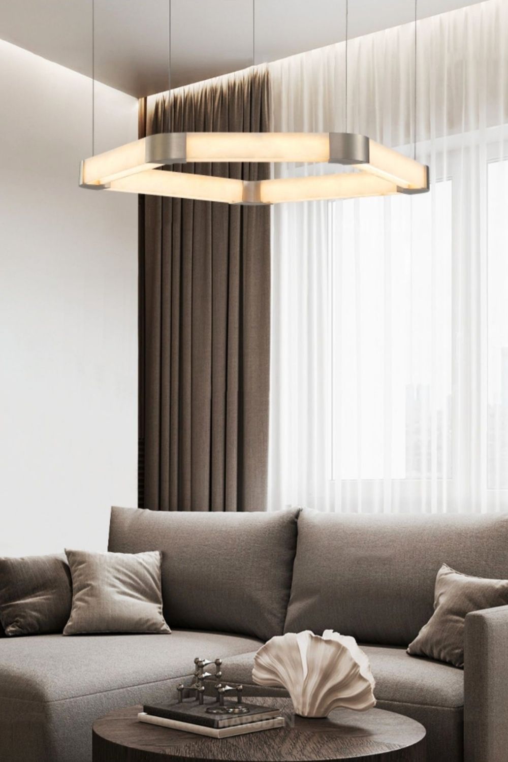 Ola Single Alabaster Ring Chandelier - view 10 | everlamps
