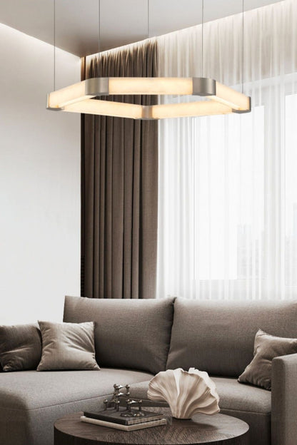 Ola Single Alabaster Ring Chandelier - view 10 | everlamps