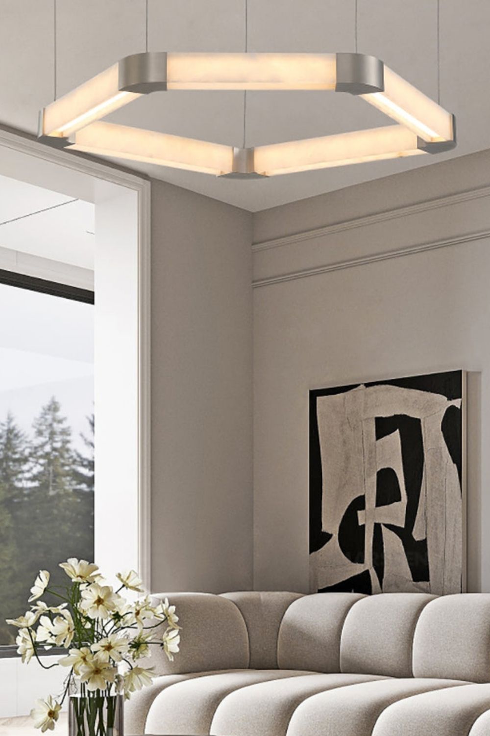 Ola Single Alabaster Ring Chandelier - view 8 | everlamps