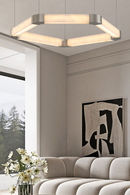 Ola Single Alabaster Ring Chandelier - view 8 | everlamps