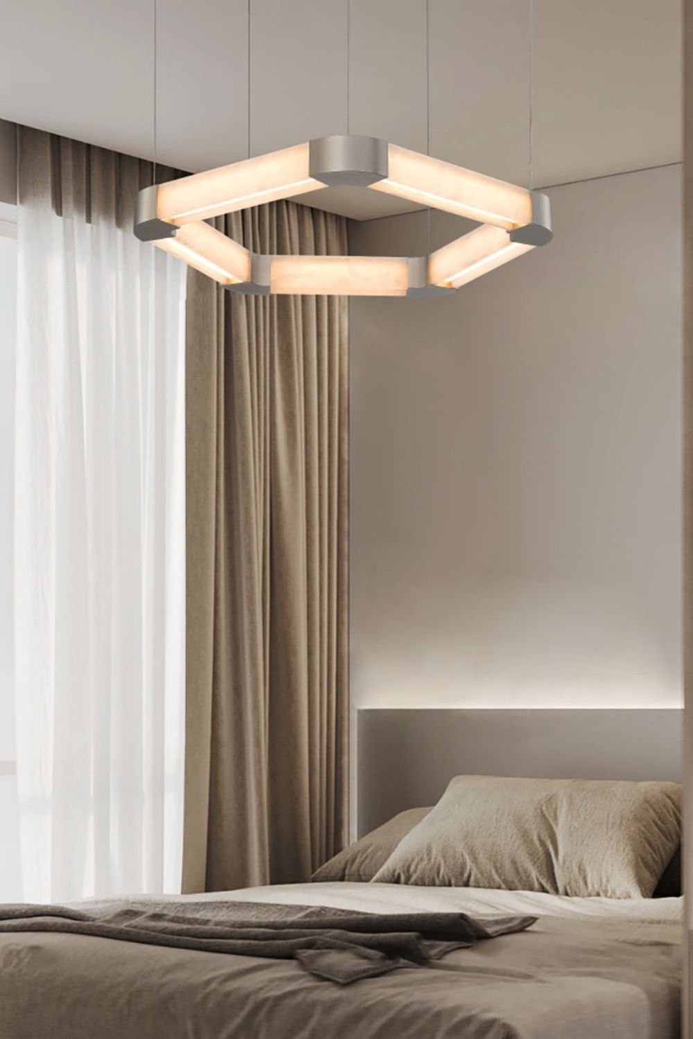 Ola Single Alabaster Ring Chandelier - view 3 | everlamps