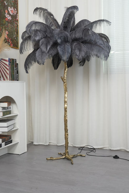 Brass Ostrich Feather Floor Lamp