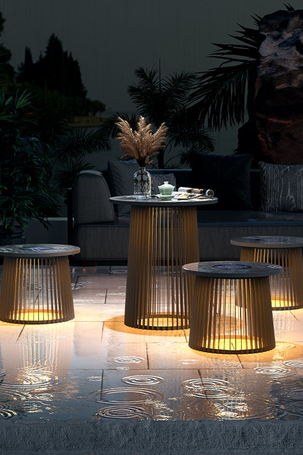 Outdoor Iron Round Table Floor Lamp - view 7 | everlamps