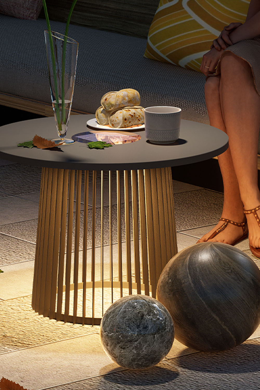 Outdoor Iron Round Table Floor Lamp - view 11 | everlamps