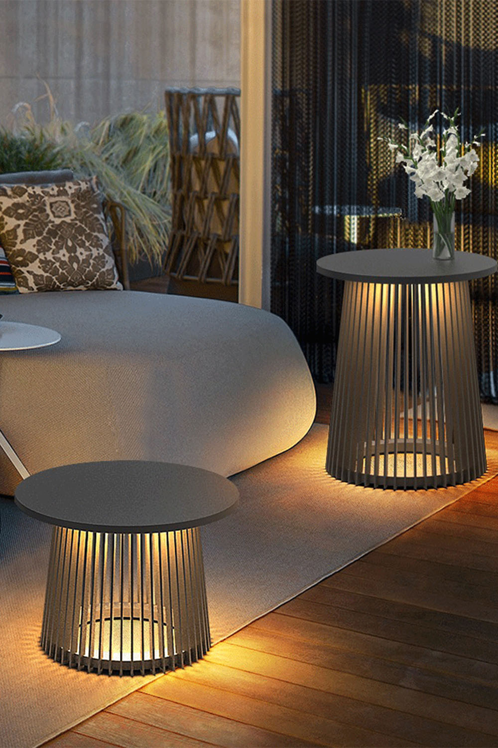 Outdoor Iron Round Table Floor Lamp - view 3 | everlamps
