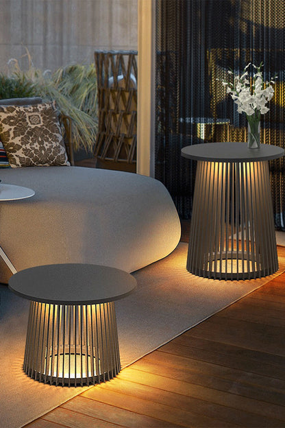 Outdoor Iron Round Table Floor Lamp - view 3 | everlamps