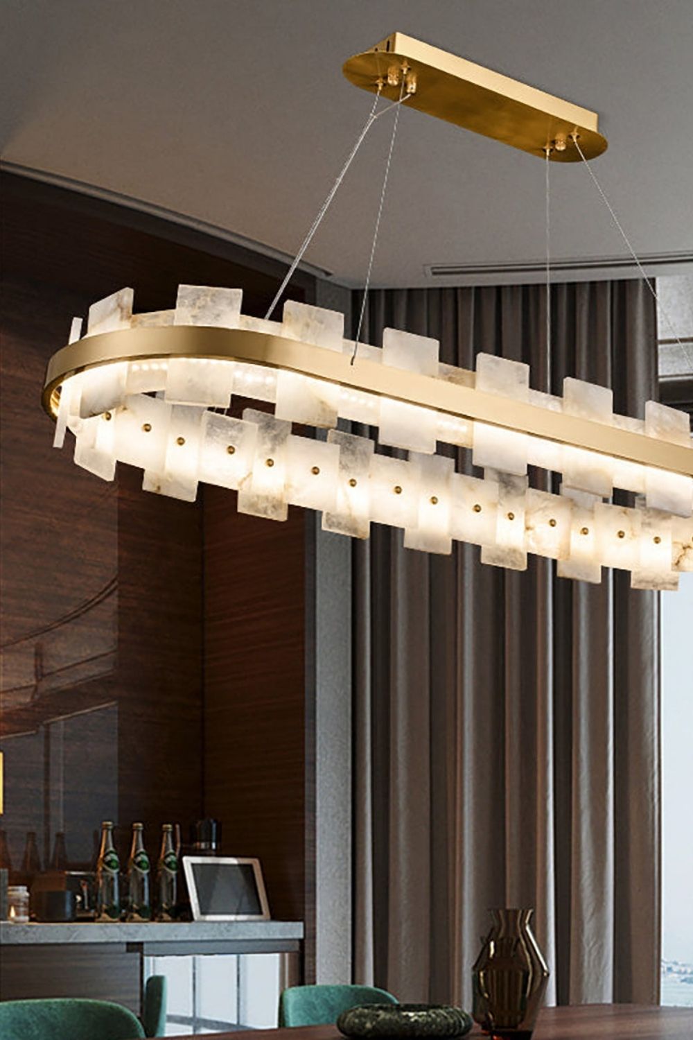 Oval Anita Alabaster Chandelier - view 3 | everlamps