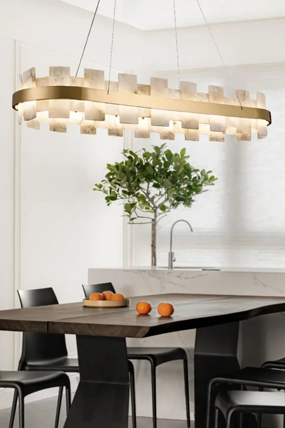 Oval Anita Alabaster Chandelier - view 4 | everlamps