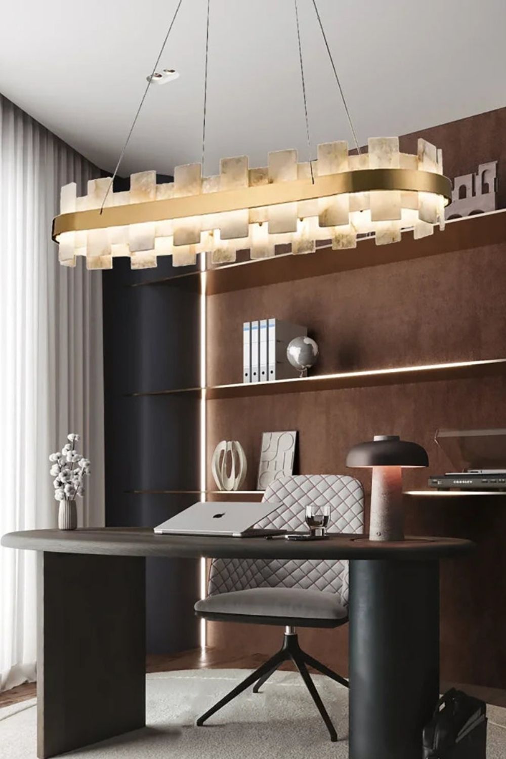 Oval Anita Alabaster Chandelier - view 2 | everlamps