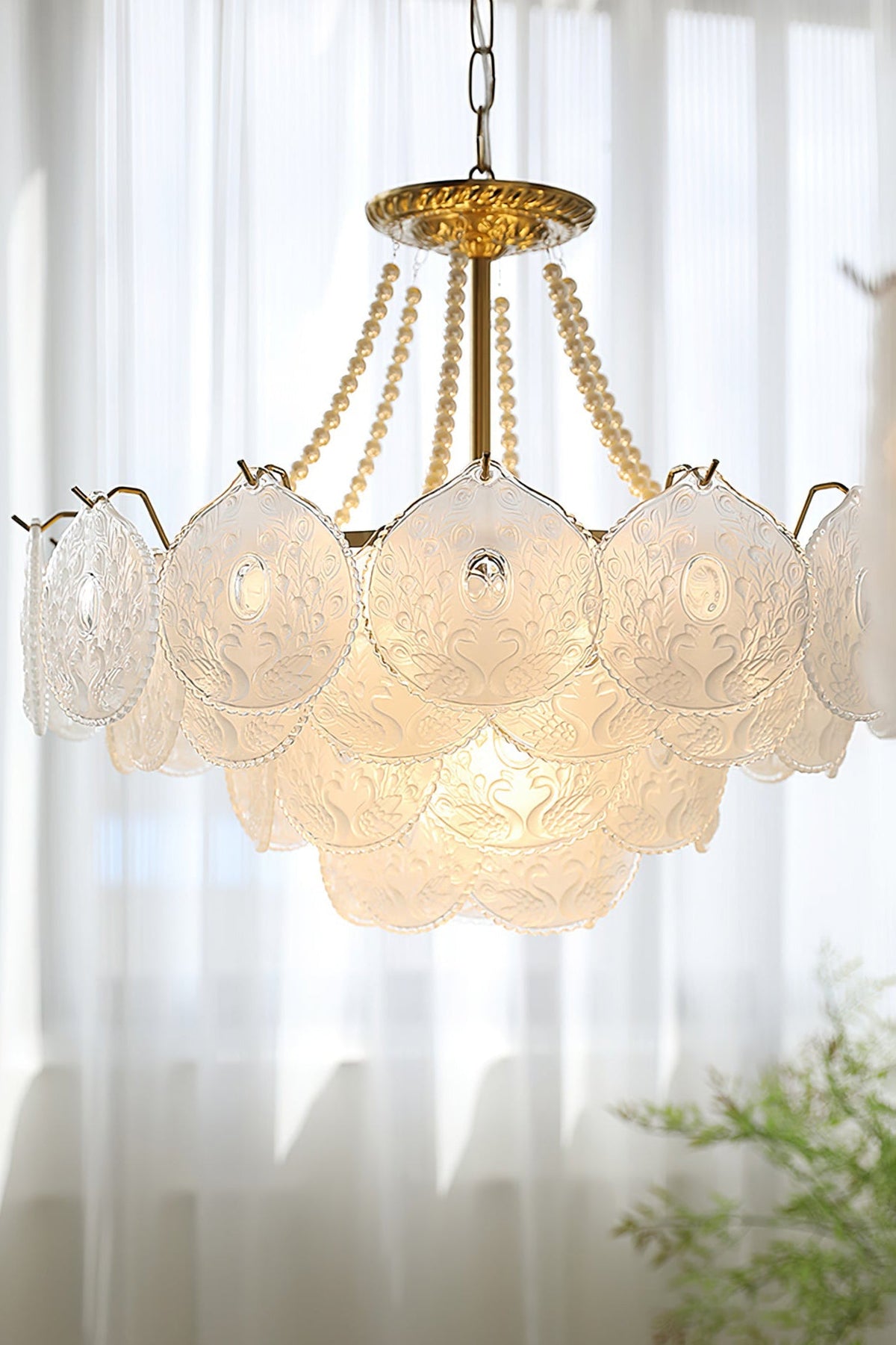 Pertid Glass Gold Chandelier - view 13 | everlamps