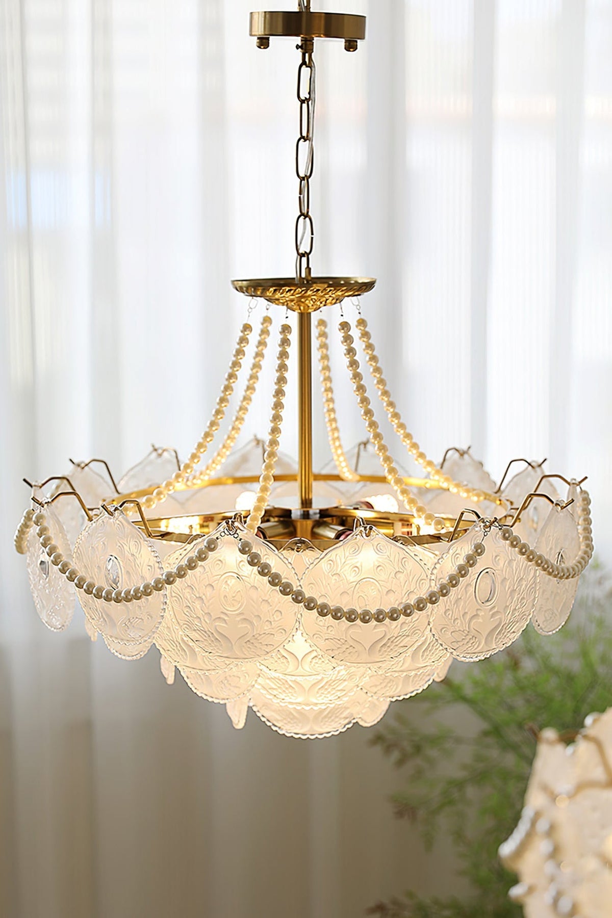 Pertid Glass Gold Chandelier - view 17 | everlamps