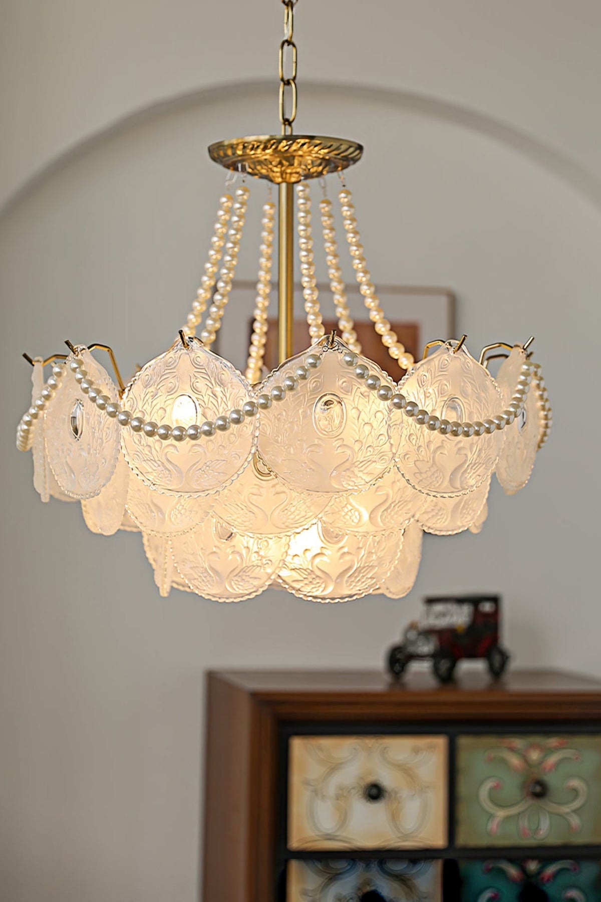 Pertid Glass Gold Chandelier - view 10 | everlamps